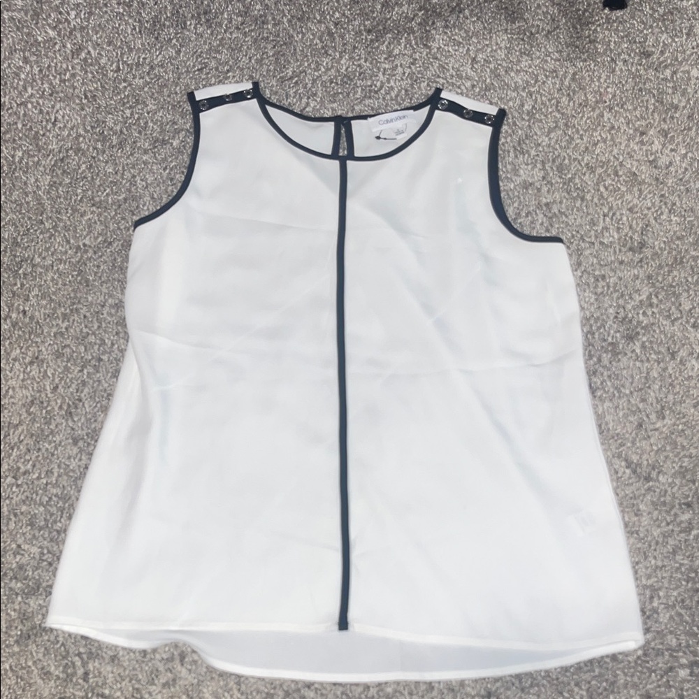 Calvin Klein White Tank Top with Black Accents